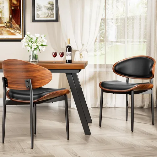 Vista 17 de YaFiti Juego de 2 sillas de comedor, sillas de comedor y cocina modernas de mediados de siglo, sillas tapizadas de piel sintética con diamantes