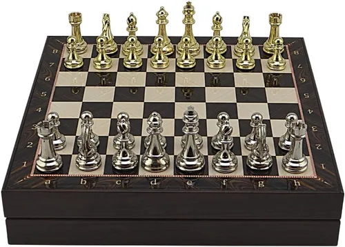 Vista 8 de Classic Fifures - Juego de ajedrez de metal para adultos, piezas hechas a mano y tablero de ajedrez de madera de diferentes diseños con Mármol