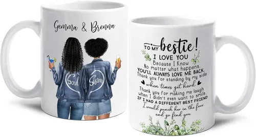 Vista 14 de Taza de café personalizada con texto en inglés "We Be Friends Untill Are Old Mug", taza de café de la amistad para los mejores amigos, taza