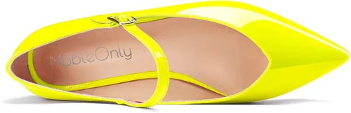 Vista 6 de NobleOnly Zapatos de tacón bajo para mujer con punta puntiaguda Mary Jane con hebilla para oficina, fiesta, zapatos lindos de 0.4 pulgadas