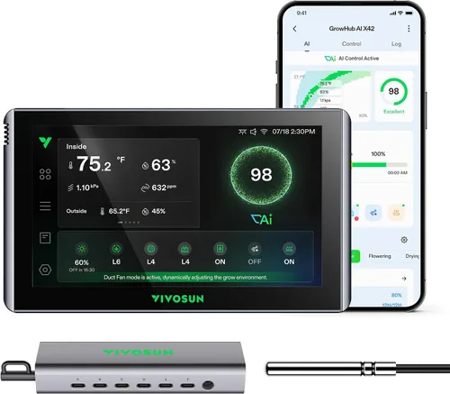 Vista 10 de VIVOSUN Controller E25, Expansion Port for E42A+/E42A, WiFi APP Control Controlador GrowHub para tienda de cultivo, compatible con dispositivos