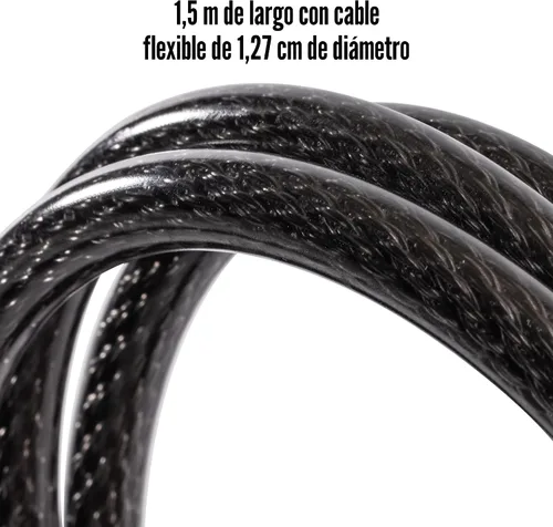 Vista 7 de Master Lock - Bloqueo negro para bicicleta, bloqueo de cable de metal tiene un revestimiento de vinilo resistente a la intemperie para mayor