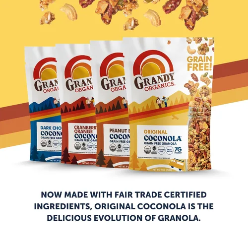Vista 7 de Grandy Organics Chocolate oscuro y coconola - Granola orgánica certificada sin cereales - 0.27 oz de proteína - Sin gluten, sin OMG, vegano y paleo