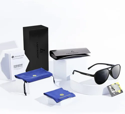 Vista 6 de Lasiyanor Lentes de sol ligeros TAC polarizados, clásicos, vintage, retro de los años 70, marco TR-90 para mujeres y hombres, protección UV 400