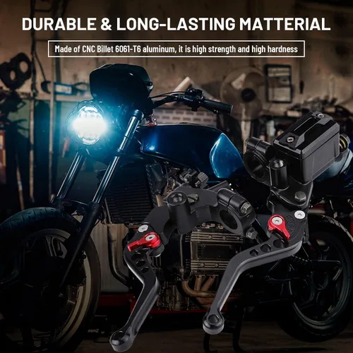 Vista 2 de Juego universal de 1 par de manillar de motocicleta de 7/8 pulgadas de 0.866 in, palanca de embrague de cilindro maestro ajustable, compatible