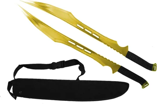 Vista 7 de juego de 2 machetes tácticos de 27 pulgadas / 68.58 cm., espada ninja, espada doble Katana Full Tang para colección, regalo, campamento, deportes al