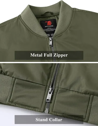 Vista 5 de TBMPOY Men's Winter Bomber Jacket Warm Fall Casual Flight Windbreaker Padded Coats Full Zip Stylish Varsity