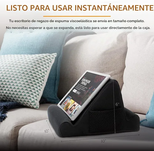 Vista 7 de Brookstone - Soporte para tableta de mesa de regazo con espuma viscoelástica, sostiene teléfonos, iPads, lectores de libros electrónicos, 2 ángulos