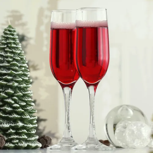 Vista 5 de LAV Juego de 6 copas de champán – Copas de champán transparentes de 7.25 oz – Vasos de mimosa con diseño clásico elegante – Vasos Prosecco
