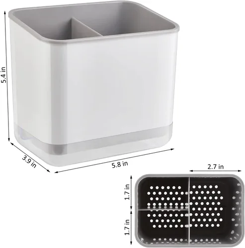 Vista 6 de RedCall Organizador de fregadero de cocina, soporte para esponja de platos y soporte para cepillos con bandeja de goteo, organizador de utensilios