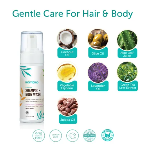 Vista 2 de Mambino Organics Soothe Me - Champú y gel de baño corporal para niños, baño esencial para bebés, esenciales suaves para recién nacidos, lavanda y té