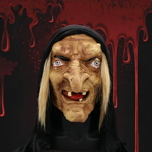 Vista 8 de Máscara de cabeza completa para Halloween máscara de bruja de terror negro talla única