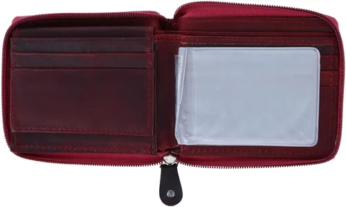 Vista 2 de CTM Cartera RFID con cremallera para hombre, Borgoña, Bifold