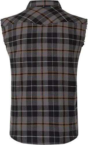 Vista 2 de Camisa casual de franela a cuadros sin mangas con bolsillo para hombre