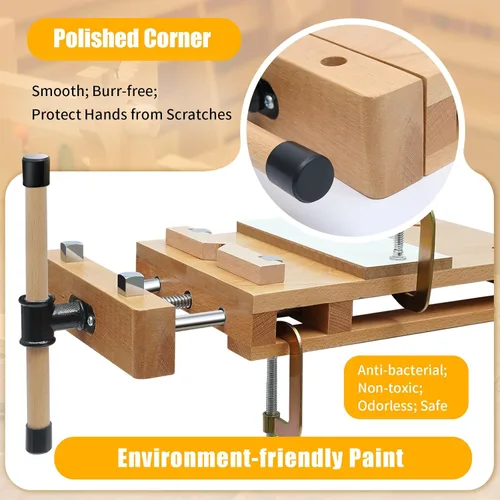 Vista 3 de Tornillo de banco para carpintería - Tornillo de madera dura para banco de trabajo con 4 perrillos de banco y 2 clips, kit de tornillos de banco