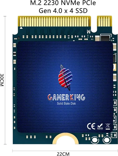 Vista 9 de GAMERKING Disco duro de estado sólido interno M.2 2230 SSD NVMe PCIe Gen 4.0X4 de 256 GB, compatible con PS5, Steam Deck, Microsoft Surface