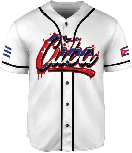Vista 2 de Podagree - Camiseta de béisbol personalizada de Cuba, camiseta de bandera de Cuba, camiseta cubana para hombres y mujeres, camiseta cubana
