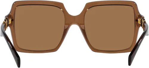 Vista 4 de Versace Lentes de sol para mujer, montura negra, lentes gris oscuro, 2.165in