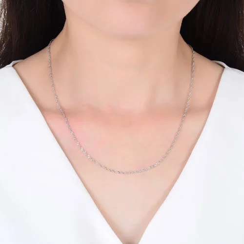 Vista 4 de Adabele Solid 925 Sterling Silver White Gold Diamond Cut Singapore Chain Link Necklace 1.4mm Strong Tarnish Resistant Hypoallergenic Nickel Free