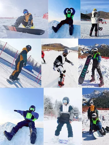 Vista 7 de GSOU SNOW Chaqueta y pantalones de esquí para mujer, impermeable, traje de nieve, para snowboard, abrigo de nieve aislado, cálido invierno luminoso