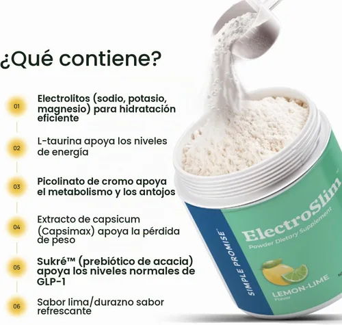Vista 4 de ElectroSlim - Polvo de electrolitos Keto para hombres y mujeres, sabor limón y lima