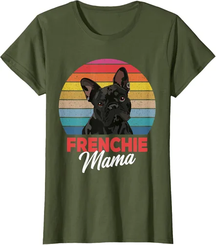 Vista 80 de Frenchie Mama - Camiseta divertida de regalo para niñas y perros Bulldog Francés, Negro, S