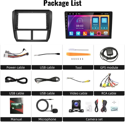 Vista 5 de Estéreo de coche Android para Subaru Forester Impreza WRX 2008 2009 2010 2011 2012 9 pulgadas pantalla táctil Radio coche con Apple CarPlay Android