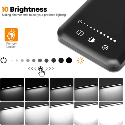 Vista 4 de Lámpara de escritorio LED para cuidado de los ojos, lámpara de mesa regulable con 2 puertos de carga USB y 10 niveles de brillo x 5 modos