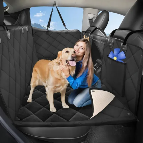 Vista 11 de Extensor de asiento trasero para perros, gran espacio, funda de asiento de automóvil para perro, parte inferior dura con capacidad para 420 libras