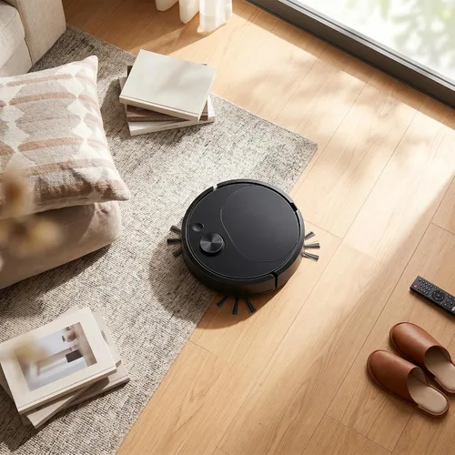 Vista 3 de Robot aspirador, potente aspirador robótico silencioso de succión limpia suelos duros a alfombras de pelo bajo, ideal para pelo de mascotas