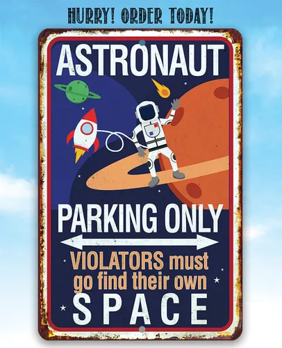 Vista 6 de Astronaut Parking Only - Decoración genial para sala de juegos y letrero de guardería, decoración de planeta para habitación de niños y niños