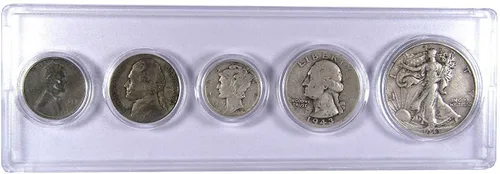Vista 18 de Juego de 5 monedas coleccionables de 1934 en buen o mejor estado para regalo
