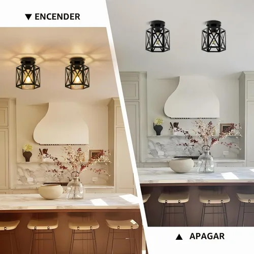 Vista 3 de Lámpara de Techo Moderna Semi-Empotrada, Lámparas de Techo Empotradas Hexagonales de 1 Luz para Accesorio de Iluminación de Comedor, Accesorios