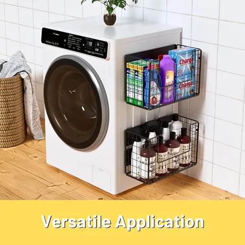 Vista 4 de Juego de 2 estantes magnéticos para refrigerador, contenedores de almacenamiento de frutas, papas y cebollas, organizadores y almacenamiento