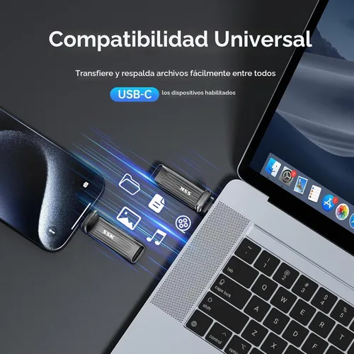 Vista 4 de SSK Unidades de estado sólido externas 2TB Máximo hasta 2000mb/s Disco duro externo USB 3.2 Gen 2x2 SSD portátil de aleación de zinc USB C Unidad