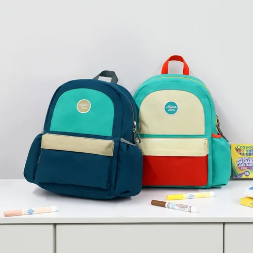 Vista 2 de mibasies Mochila para niños de 2 a 4 años mochila preescolar para niños - Mochila de jardín de infantes para niños, Turquesa oscuro con Midnightblue