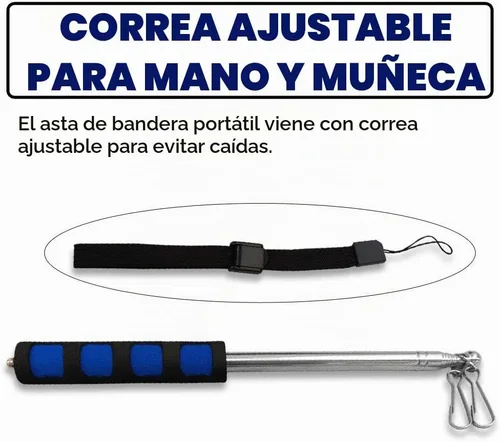 Vista 4 de Poste de mano retráctil extensible compacto (azul) - 11 pulgadas perfecto para mochilas, llevar a eventos, desfiles, excursiones, fiestas, etc