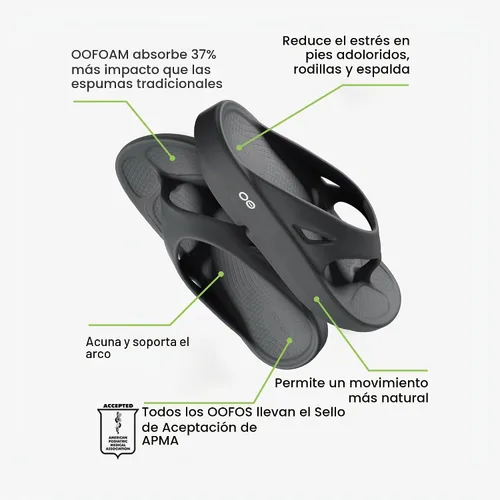 Vista 6 de OOFOS Sandalia de recuperación OOriginal - Mujer y Hombre Negro