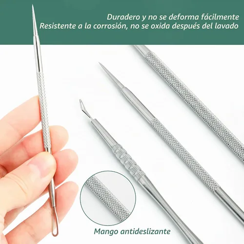 Vista 5 de Herramientas de eliminación de puntos negros, kit de herramientas de 16 piezas, herramientas de espinillas para acné para manchas, herramienta