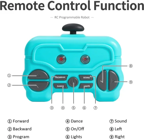 Vista 5 de GILOBABY Juguetes robóticos para niños, robot recargable de control remoto para niños, robots RC programables con ojos LED, cabeza y brazos