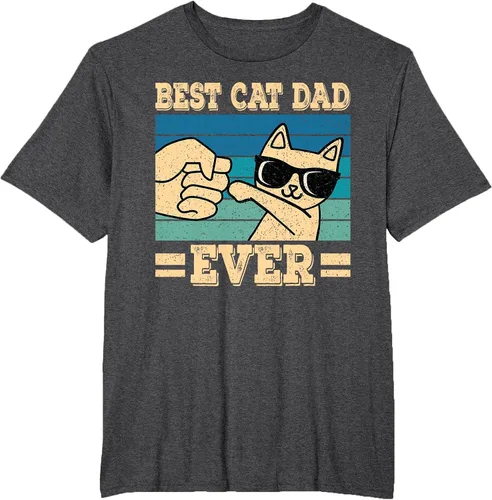 Vista 48 de Best Cat Dad Ever Vintage Funny Cat Lover Retro Men T-Shirt Asphalt Grey