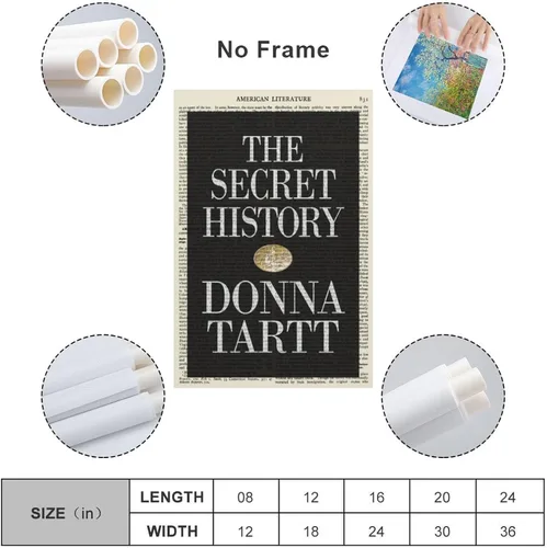 Vista 2 de Póster de Donna Tartt con texto en inglés "The Secret History" de Donna Tartt, regalo literario, regalo literario, arte de pared literario, pintura