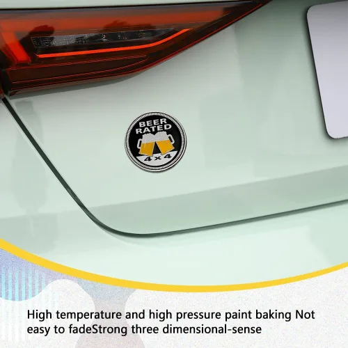 Vista 4 de Insignias de metal 3D para automóvil, emblema de cerveza de 4 x 4, insignia redonda de decoración exterior automotriz para automóviles, camiones