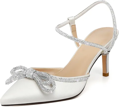 Vista 28 de Susanny - Zapatos de tacón bajo con strass para mujer, con punta puntiaguda, de tacón kitten, con cierre, ajustables, con correa, para vestido