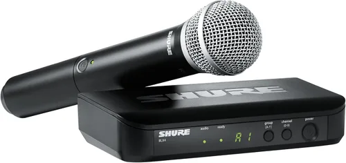 Vista 2 de Sistema de micrófono inalámbrico Shure BLX24/PG58 - Vida de batería de 14 horas, rango de 300 pies, UHF Incluye micrófono vocal de mano PG58
