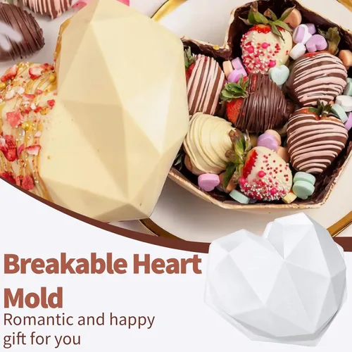 Vista 12 de WhiteRhino Juego de moldes de silicona con forma de corazón de chocolate, grandes rompibles, bomba de cacao caliente de 2.6 pulgadas, moldes