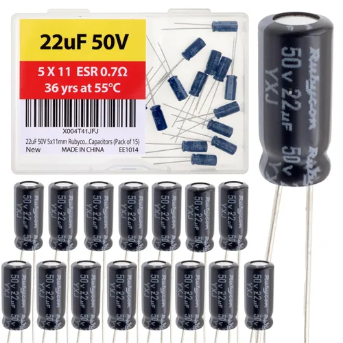 Vista 19 de 100uF 50V 8X11.5mm Rubycon Electrolytic Capacitor Low ESR 0.17Ω Long Life 36yrs at 55 Degree C mfd mircofarad Micro Farad C Radial Lead Aluminum