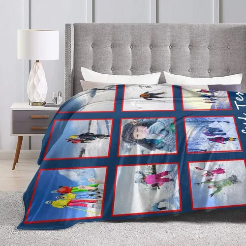 Vista 4 de mamz Manta personalizada con texto fotográfico, manta personalizada con imagen para bebé, madre, padre, adultos, amigos, amantes, perros, mascotas