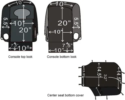 Vista 3 de CarsCover Fundas para asiento delantero de auto, de neoprene, hecho a medida para Ford F150 F250 F350, Pickup, color gris y negro, para asiento