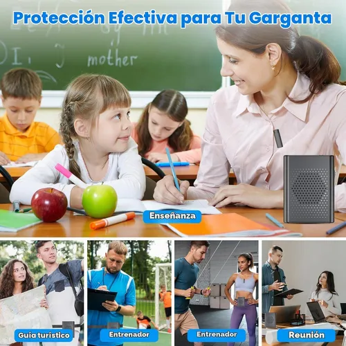 Vista 6 de Amplificador de voz con micrófono de solapa inalámbrico, micrófono inalámbrico recargable portátil y altavoz con cintura, amplificador de voz